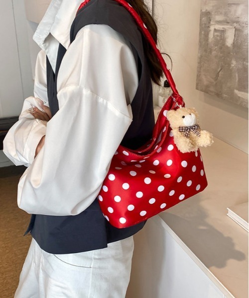 WEGO（ウィゴー）の「WEGO/ドット柄ワンハンドバッグ（ハンドバッグ・レディース・ホワイト/レッド/ブラック・FREE）」の10枚目の写真