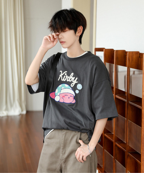 neos（ネオス）の「【neos】ルーズシルエット 星のカービィ サガラ 刺繍 ロゴ ハーフスリーブ Tシャツ（Tシャツ/カットソー・メンズ・ホワイト/スミクロ/ネイビー/オフホワイト・MEDIUM/LARGE/X-LARGE）」の7枚目の写真