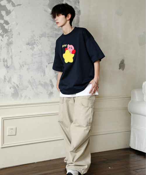 neos（ネオス）の「【neos】ルーズシルエット 星のカービィ サガラ 刺繍 ロゴ ハーフスリーブ Tシャツ（Tシャツ/カットソー・メンズ・ホワイト/スミクロ/ネイビー/オフホワイト・MEDIUM/LARGE/X-LARGE）」の16枚目の写真