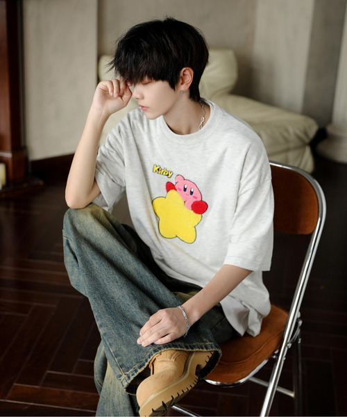 neos（ネオス）の「【neos】ルーズシルエット 星のカービィ サガラ 刺繍 ロゴ ハーフスリーブ Tシャツ（Tシャツ/カットソー・メンズ・ホワイト/スミクロ/ネイビー/オフホワイト・MEDIUM/LARGE/X-LARGE）」の22枚目の写真