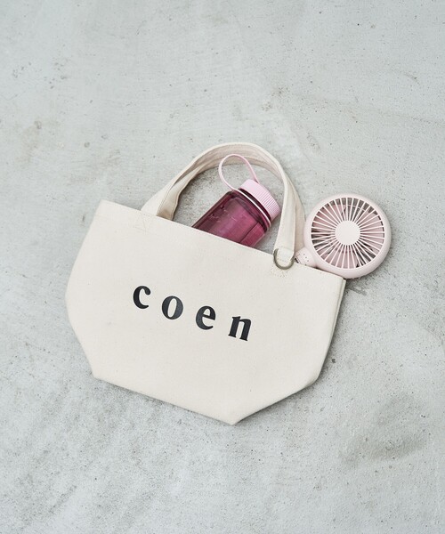 coen(コーエン)の「【新色登場】coen(コーエン) ロゴトートバッグ(Sサイズ)(トートバッグ・レディース・ブラック/ライトピンク/ナチュラル/ライトグレー/ケリーグリーン/その他1/ダークブラウン/ターコイズブルー系/オレンジ/その他2・FREE)」の4枚目の写真
