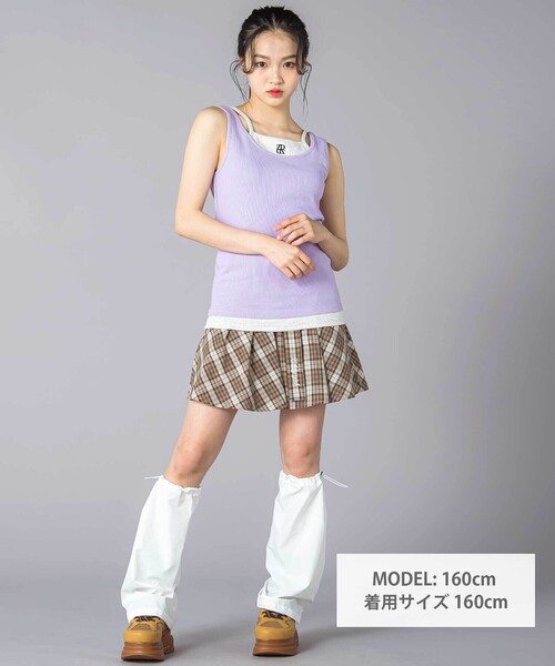 ZIDDY（ジディ）の「重ね着風カップ付きタンクトップ(130~160cm)（キャミソール・キッズ・パープル/ブラック・150cm/FREE/140cm/130cm）」の4枚目の写真
