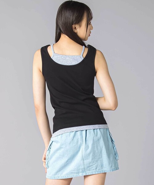 ZIDDY（ジディ）の「重ね着風カップ付きタンクトップ(130~160cm)（キャミソール・キッズ・パープル/ブラック・150cm/FREE/140cm/130cm）」の5枚目の写真