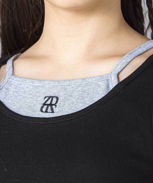 ZIDDY（ジディ）の「重ね着風カップ付きタンクトップ(130~160cm)（キャミソール・キッズ・パープル/ブラック・150cm/FREE/140cm/130cm）」の6枚目の写真