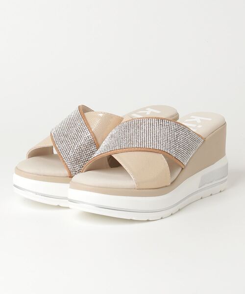 kitson(キットソン)の「kitson キラキラ クロスベルト 厚底サンダル(サンダル・レディース・ブラック/シルバー/ベージュ・S/M/L/LL)」の11枚目の写真