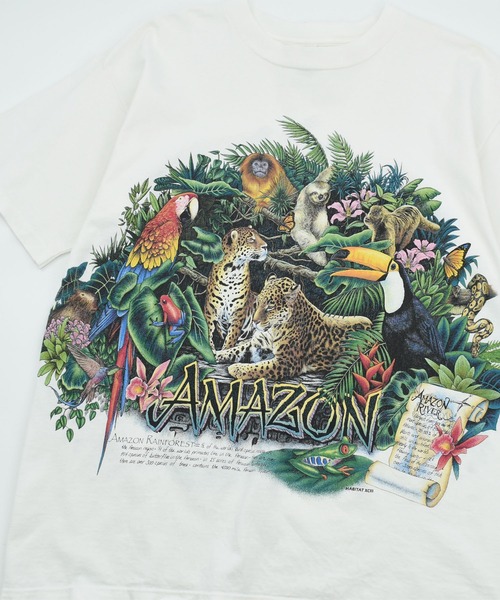 VINTAGE（ヴィンテージ）の「【USED】90’s H.L.Miller “AMAZON” アニマル Tシャツ USA製（Tシャツ/カットソー・メンズ・ホワイト・LARGE）」の7枚目の写真