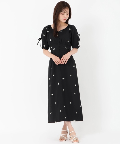 刺繍ボリューム袖ワンピース セール】2025春夏新作 刺繍ボリューム袖ワンピース（ワンピース
