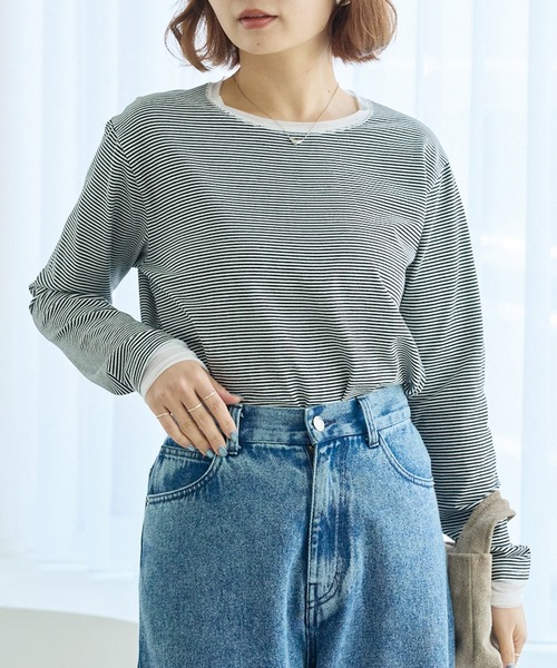 LAVEANGE（ラビアンジェ）の「袖チュール切替プルオーバー（Tシャツ/カットソー・レディース・ブラック/ブラック系その他/オフホワイト/ブルー・3L/4L/LL/M/5L）」の4枚目の写真