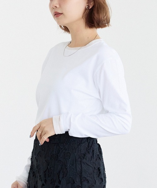 LAVEANGE（ラビアンジェ）の「袖チュール切替プルオーバー（Tシャツ/カットソー・レディース・ブラック/ブラック系その他/オフホワイト/ブルー・3L/4L/LL/M/5L）」の11枚目の写真