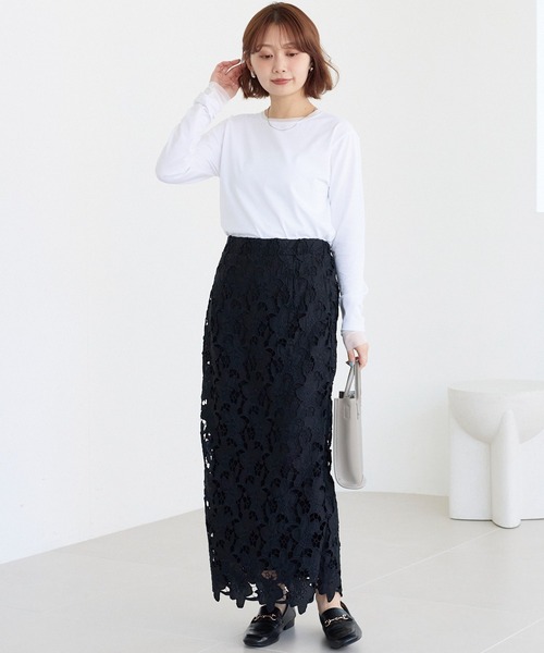 LAVEANGE（ラビアンジェ）の「袖チュール切替プルオーバー（Tシャツ/カットソー・レディース・ブラック/ブラック系その他/オフホワイト/ブルー・3L/4L/LL/M/5L）」の13枚目の写真