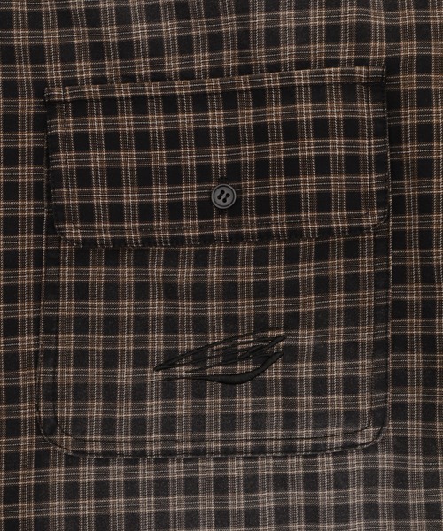 SHORT ROUND（ショートラウンド）の「SHORT ROUND/ブリーチチェックロゴシャツ（シャツ/ブラウス・メンズ・ブラック系その他2・MEDIUM/LARGE）」の4枚目の写真