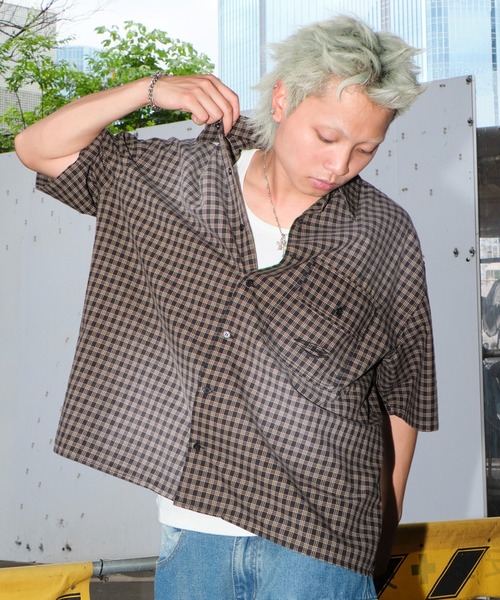 SHORT ROUND（ショートラウンド）の「SHORT ROUND/ブリーチチェックロゴシャツ（シャツ/ブラウス・メンズ・ブラック系その他2・MEDIUM/LARGE）」の9枚目の写真