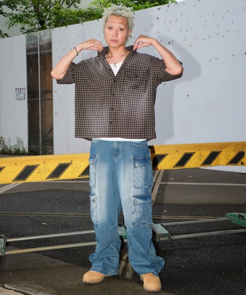 SHORT ROUND（ショートラウンド）の「SHORT ROUND/ブリーチチェックロゴシャツ（シャツ/ブラウス・メンズ・ブラック系その他2・MEDIUM/LARGE）」の12枚目の写真