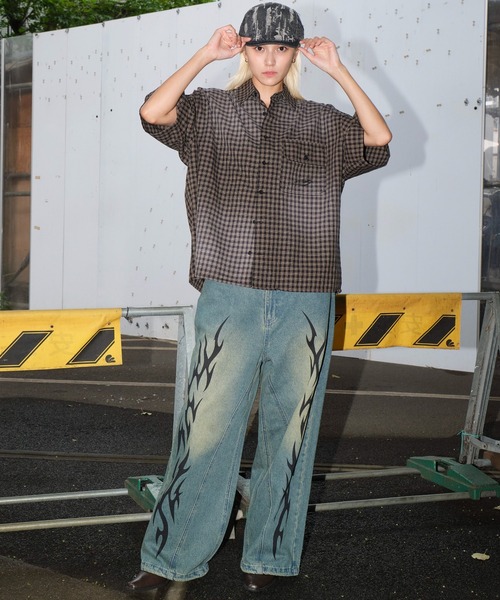 SHORT ROUND（ショートラウンド）の「SHORT ROUND/ブリーチチェックロゴシャツ（シャツ/ブラウス・メンズ・ブラック系その他2・MEDIUM/LARGE）」の13枚目の写真