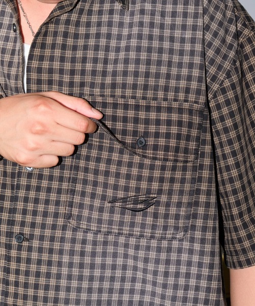 SHORT ROUND（ショートラウンド）の「SHORT ROUND/ブリーチチェックロゴシャツ（シャツ/ブラウス・メンズ・ブラック系その他2・MEDIUM/LARGE）」の16枚目の写真