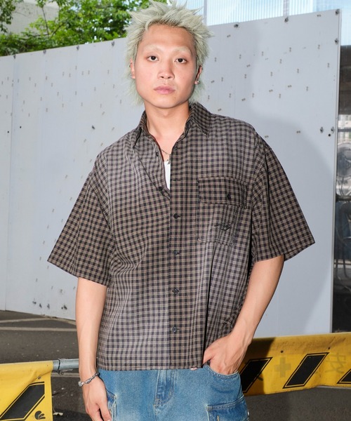 SHORT ROUND（ショートラウンド）の「SHORT ROUND/ブリーチチェックロゴシャツ（シャツ/ブラウス・メンズ・ブラック系その他2・MEDIUM/LARGE）」の20枚目の写真