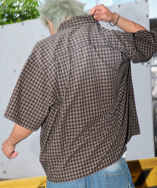 SHORT ROUND（ショートラウンド）の「SHORT ROUND/ブリーチチェックロゴシャツ（シャツ/ブラウス・メンズ・ブラック系その他2・MEDIUM/LARGE）」の22枚目の写真