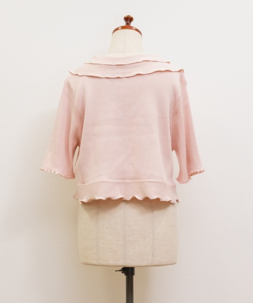CLETTE(クレット)の「フリル衿ニットカーディガン(カーディガン/ボレロ・レディース・ピンク/オフホワイト/ブラック・LL/3L/4L)」の10枚目の写真