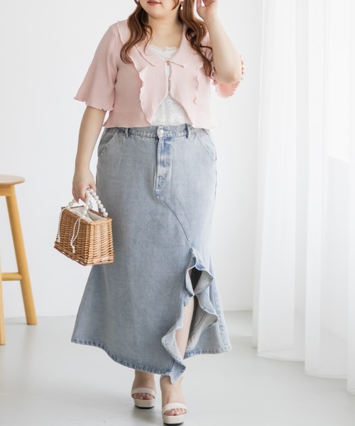 CLETTE(クレット)の「フリル衿ニットカーディガン(カーディガン/ボレロ・レディース・ピンク/オフホワイト/ブラック・LL/3L/4L)」の14枚目の写真
