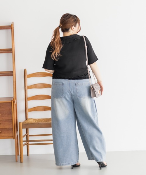 CLETTE(クレット)の「フリル衿ニットカーディガン(カーディガン/ボレロ・レディース・ピンク/オフホワイト/ブラック・LL/3L/4L)」の18枚目の写真