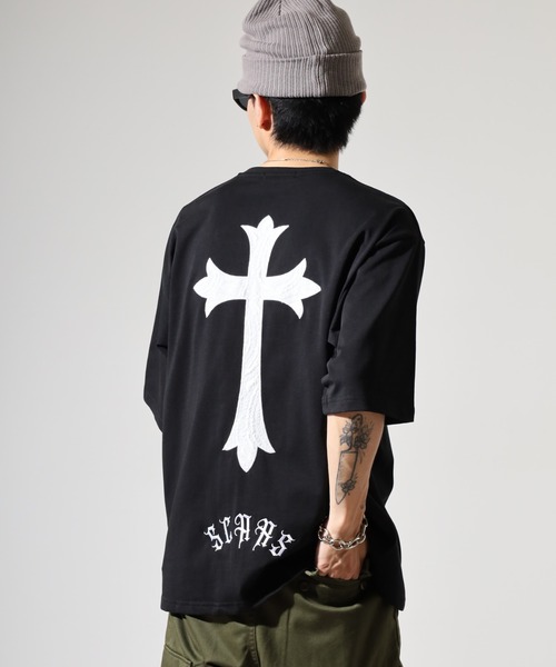RE730(アールイーセブンサーティー)の「クロスアップリケ半袖Tシャツ(Tシャツ/カットソー・メンズ・ブラック×ブラック/ブラック×ホワイト/オフホワイト・L/M)」の17枚目の写真