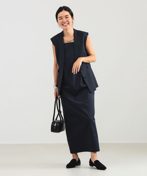 Demi-Luxe BEAMS（デミルクス ビームス）の「【1/15再値下げ】エディター東原妙子 × Demi-Luxe BEAMS / シャイニー キャミソール ワンピース（ワンピース・レディース・ネイビー/オリーブ・36/38）」の7枚目の写真