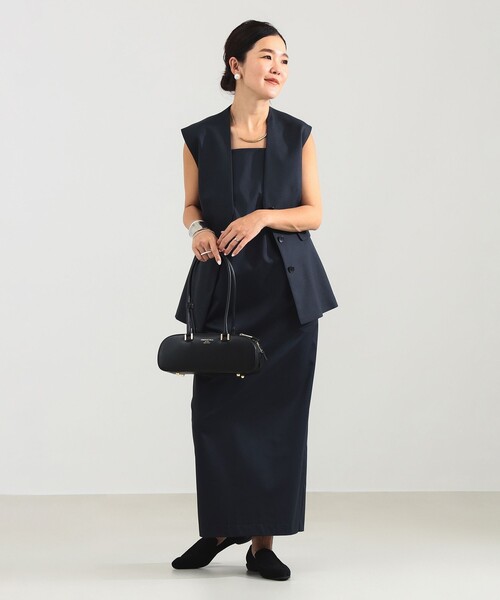 Demi-Luxe BEAMS（デミルクス ビームス）の「【1/15再値下げ】エディター東原妙子 × Demi-Luxe BEAMS / シャイニー キャミソール ワンピース（ワンピース・レディース・ネイビー/オリーブ・36/38）」の8枚目の写真