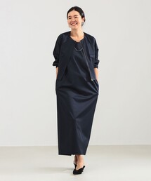 BEAMS Demi Luxe 異素材ミックスネイビーワンピース サイズ38 定価38，000円 丸ビルビームスハウスにて購入 Demi-Luxe BEAMS デミルクスビームス ダブルクロスマーメイド