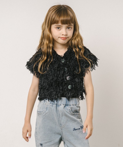 URBAN CHERRY(アーバンチェリー)の「エンジェルフェザークロップドカーディガン(Tシャツ/カットソー・キッズ・アイボリー/ブラック/ブルー・110cm/120cm/130cm/140cm/150cm)」の4枚目の写真