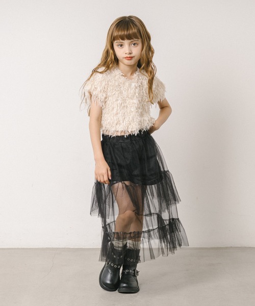 URBAN CHERRY(アーバンチェリー)の「エンジェルフェザークロップドカーディガン(Tシャツ/カットソー・キッズ・アイボリー/ブラック/ブルー・110cm/120cm/130cm/140cm/150cm)」の12枚目の写真