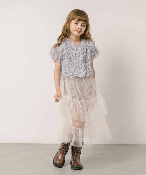 URBAN CHERRY(アーバンチェリー)の「エンジェルフェザークロップドカーディガン(Tシャツ/カットソー・キッズ・アイボリー/ブラック/ブルー・110cm/120cm/130cm/140cm/150cm)」の6枚目の写真