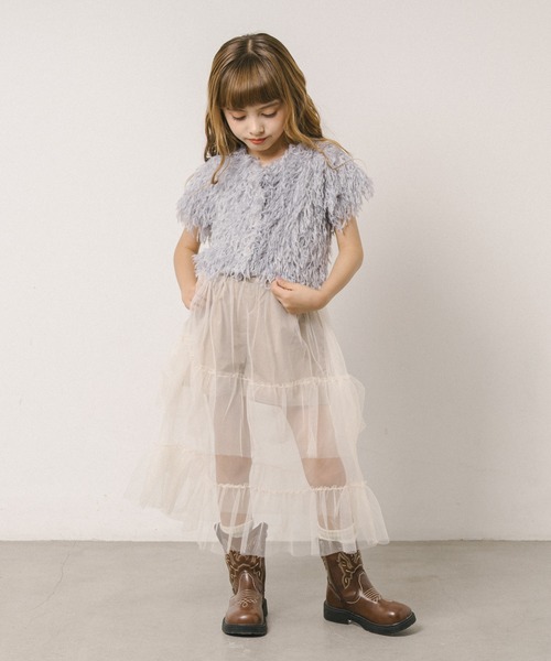 URBAN CHERRY(アーバンチェリー)の「エンジェルフェザークロップドカーディガン(Tシャツ/カットソー・キッズ・アイボリー/ブラック/ブルー・110cm/120cm/130cm/140cm/150cm)」の7枚目の写真