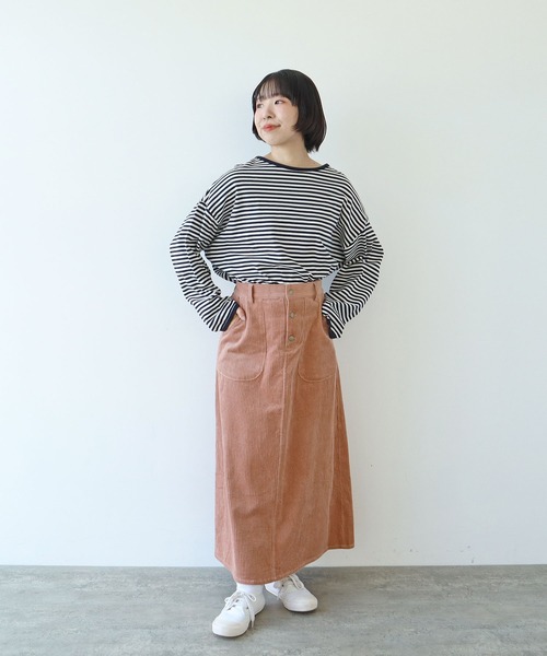 PAR ICI(パーリッシィ)の「6Wコーデュロイ パッチポケットロングスカート(スカート・レディース・カーキ/ピンク/マスタード・FREE)」の7枚目の写真