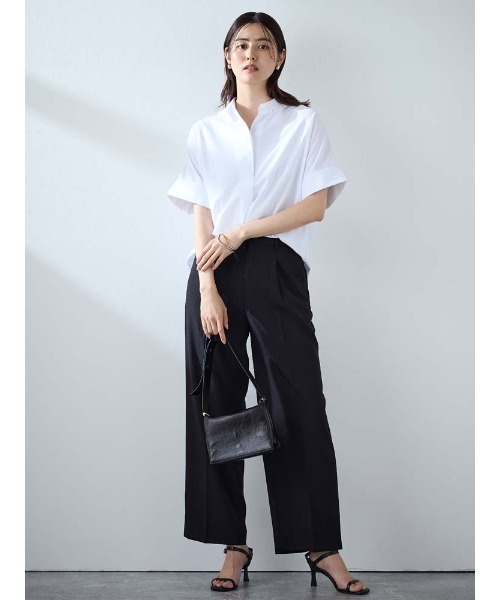 Perfect Suit FActory(パーフェクトスーツファクトリー)の「<ひんやり接触冷感>シルク混プルオーバー ホワイト/サックス(シャツ/ブラウス・レディース・サックスブルー/ホワイト・M/L/S)」の5枚目の写真