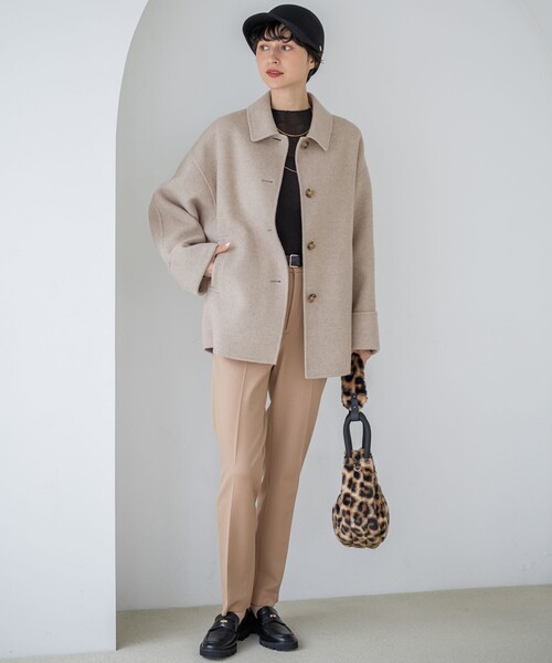 23区 L(ニジュウサンクオオキイサイズ)の「【洗える】シアーリブハイネック ニット(ニット/セーター・レディース・アイボリー系/ダークブラウン系/ブラック系・44/48/46)」の9枚目の写真