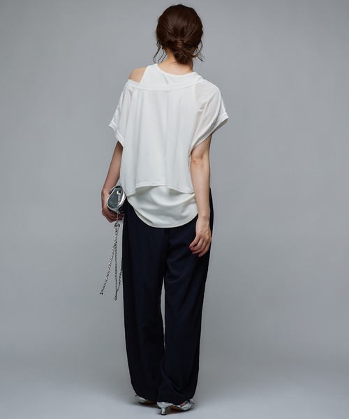 Narcissus（ナルシス）の「【セット】レイヤードトップス/ノースリーブ/Tシャツ《動画あり》（Tシャツ/カットソー・レディース・ホワイト/ブラック・FREE）」の4枚目の写真