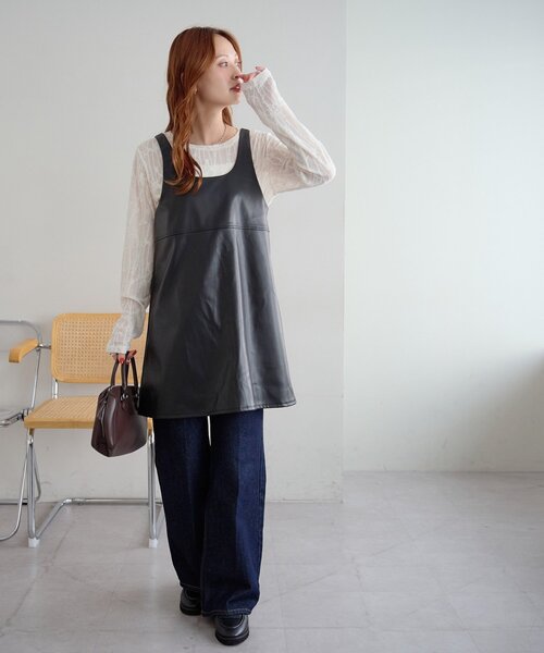 セール】フェイクレザーノースリチュニック（チュニック）｜DISCOAT