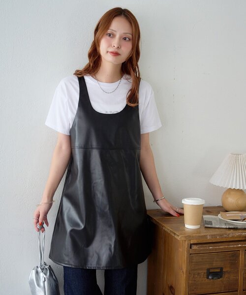 フェイクレザーノースリチュニック（チュニック）｜DISCOAT（ディス