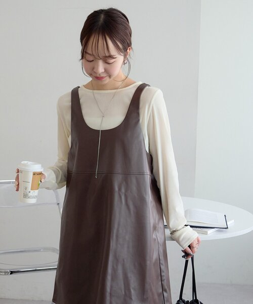 フェイクレザーノースリチュニック（チュニック）｜DISCOAT（ディス