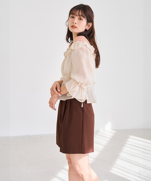 31 Sons de mode(トランテアン ソン ドゥ モード)の「ベルト付ショートパンツ(その他パンツ・レディース・ベージュ/ブラウン・S/M)」の4枚目の写真