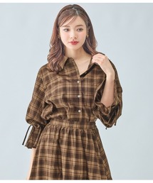 日本製 ブラウス シャツ チェック柄 大きめボタン 古着 ブラウン 茶 楽天市場】チェックシャツ レディース 長袖 カジュアル シャツ