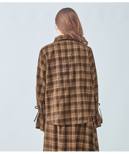 PEACH JOHN（ピーチジョン）の「チェックギャザーフレアスリーブシャツ（シャツ/ブラウス・レディース・ブラック/ブラウン・ONE SIZE）」の13枚目の写真