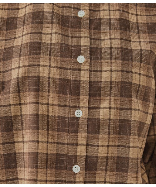 PEACH JOHN（ピーチジョン）の「チェックギャザーフレアスリーブシャツ（シャツ/ブラウス・レディース・ブラック/ブラウン・ONE SIZE）」の18枚目の写真