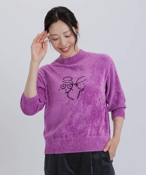 STUDIO PICONE(スタジオピッコーネ)の「七分袖モールニット(ニット/セーター・レディース・イエロー/ブラウン/パープル/ベージュ・M/L)」の13枚目の写真