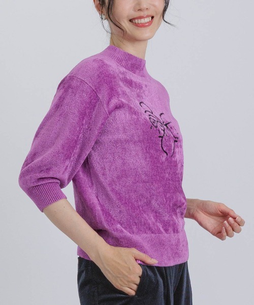 STUDIO PICONE(スタジオピッコーネ)の「七分袖モールニット(ニット/セーター・レディース・イエロー/ブラウン/パープル/ベージュ・M/L)」の14枚目の写真