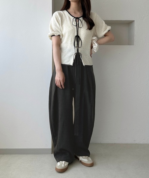 apres jour clair(アプレジュールクレア)の「【apres jour clair】カットシャギーリボンカーディガン(Tシャツ/カットソー・レディース・ベージュ/アイボリー・フリー/X-LARGE)」の7枚目の写真