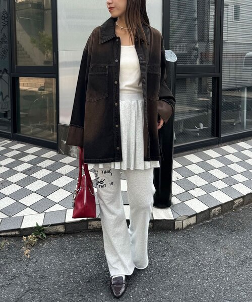 CIAOPANIC（チャオパニック）の「プリーツスカートレイヤードロゴスウェットパンツ（その他パンツ・レディース・グレー/チャコールグレー・1/0）」の8枚目の写真