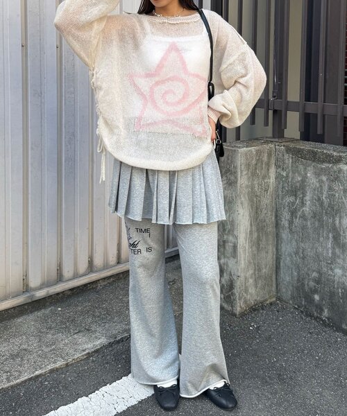 CIAOPANIC（チャオパニック）の「プリーツスカートレイヤードロゴスウェットパンツ（その他パンツ・レディース・グレー/チャコールグレー・1/0）」の16枚目の写真