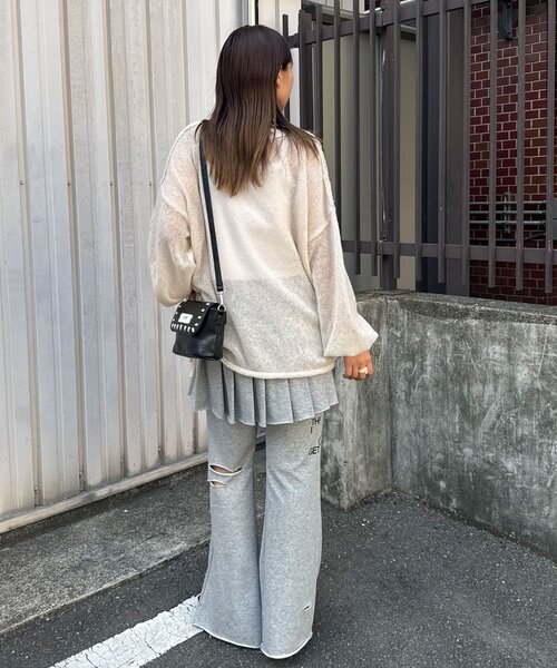 CIAOPANIC（チャオパニック）の「プリーツスカートレイヤードロゴスウェットパンツ（その他パンツ・レディース・グレー/チャコールグレー・1/0）」の18枚目の写真