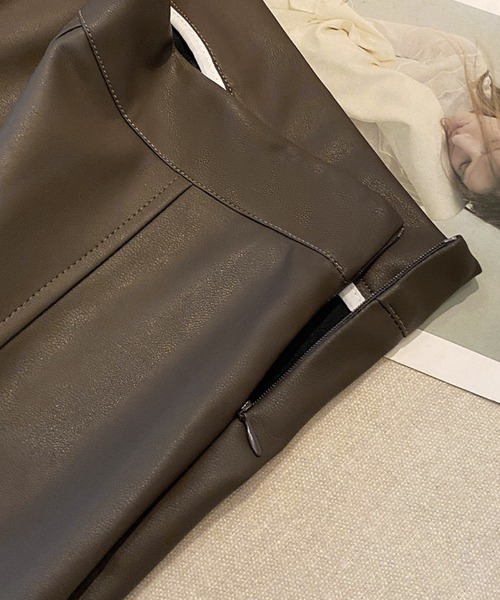 shoppinggo(ショッピングゴー)の「レザースカート レディース PUスカート ハイウエスト ロング Aラインスカート ギャザースカート(スカート・レディース・ブラック/ブラウン/ベージュ・M)」の7枚目の写真